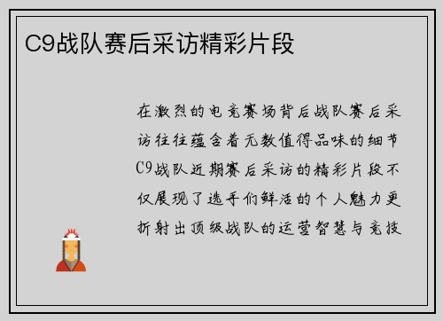 C9战队赛后采访精彩片段